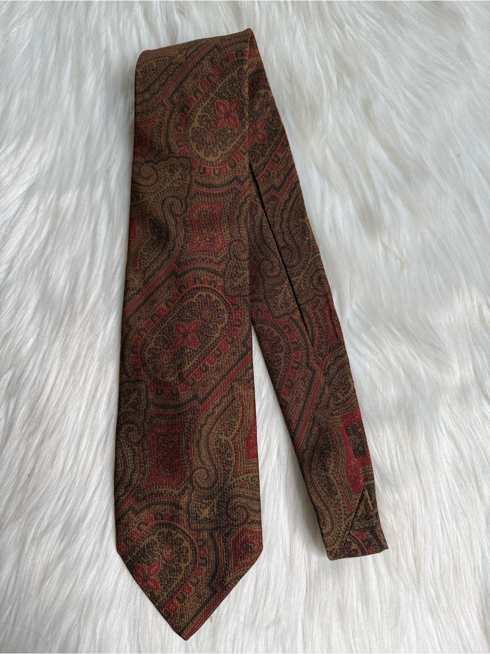 Brooks Brothers Brown and Burgundy Paisley Silk Tie